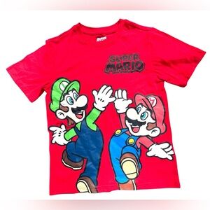 Super Mario Brothers Red T-shirt Mario & Luigi Size 10-12 Boys